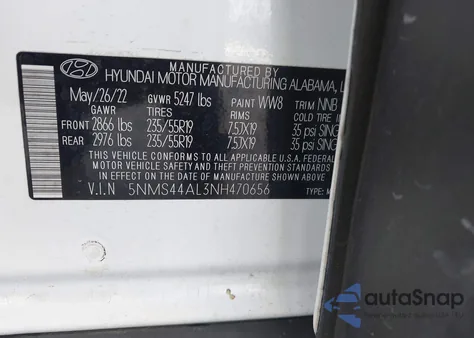 2022 Hyundai Santa Fe Limited из США, поврежденный, VIN 5NMS44AL3NH470656